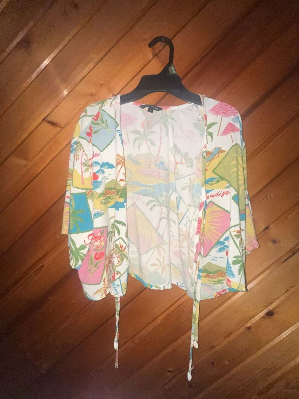 Club Z Collection 2-Piece Tropical Florida Patchwork Tie-Front Top/Shorts Set